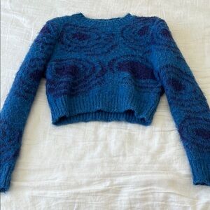 Fuzzy Patterned Knit Sweater